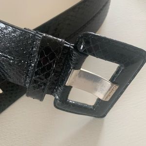 Calvin Klein 2.5" Wide Belt Black Snakeskin Embossed Size M